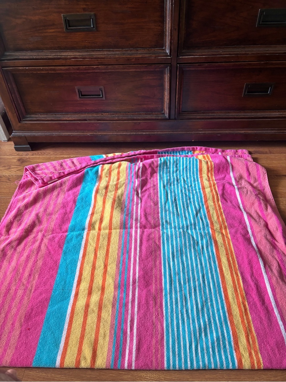 Bright Pink Multi-Stripe beach towel - Colorful Summer Stripe